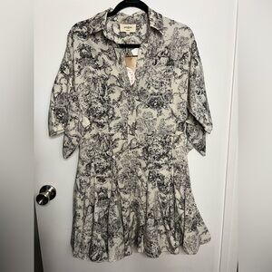 Umgee Black and Cream Long Sleeve Dress